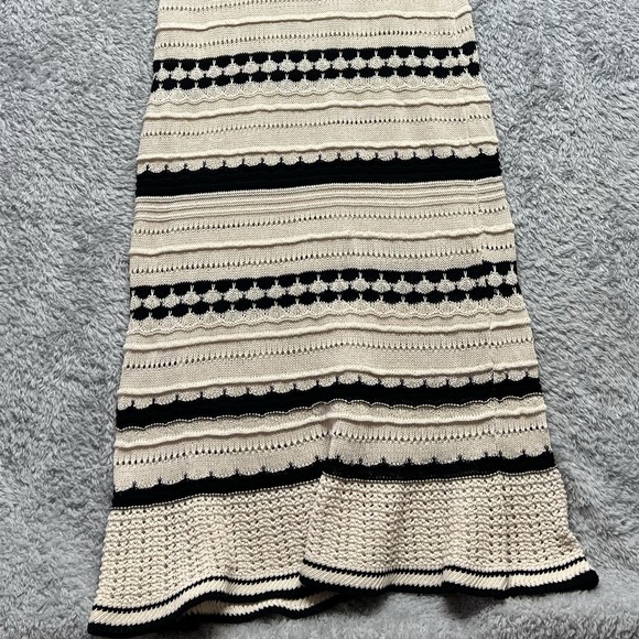 By The River Dress Large Ivory Black Crochet Sleeveless Maxi Boho Anthropologie - Picture 3 of 9